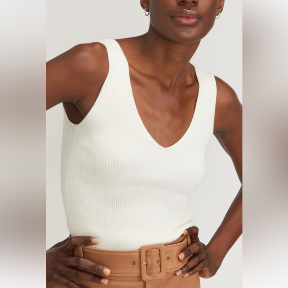 Everlane organic cotton double V-Neck Ribbed Tank Top - xxs
